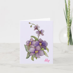 Lila Orchid-anteckningskort Helgkort