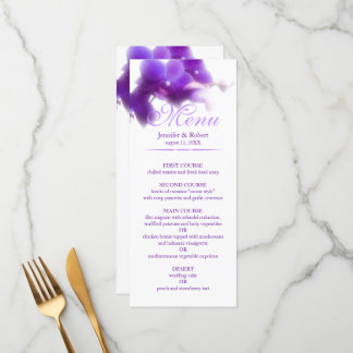 Lila Orchid Bröllop Menu Meny