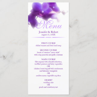 Lila Orchid Bröllop Menu Meny