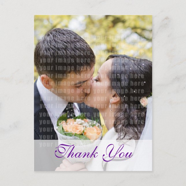 Lila Orchid Bröllop Tack vykort (Framsida)