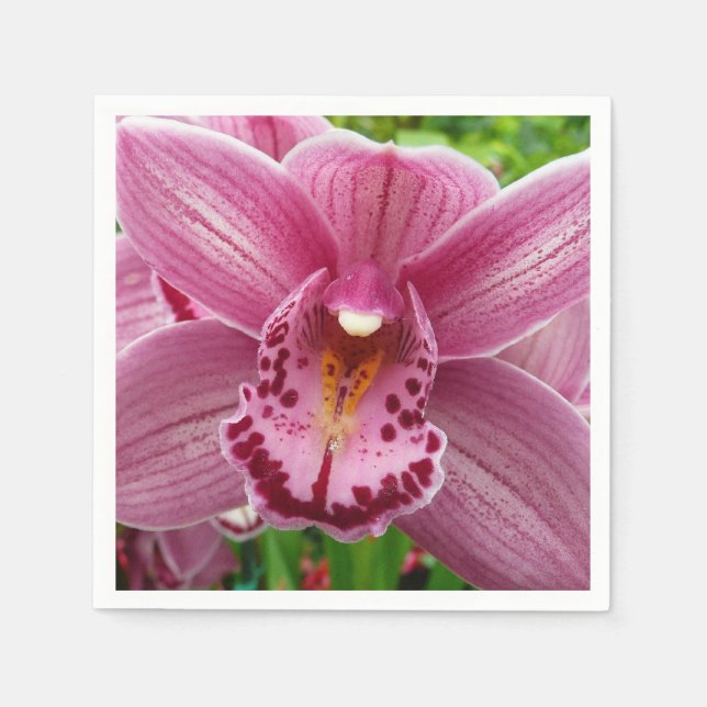 Lila Orchid Elegant Blommigt Pappersservett (Framsidan)
