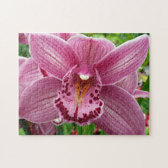 Lila Orchid Elegant Blommigt Pussel (Horisontell)