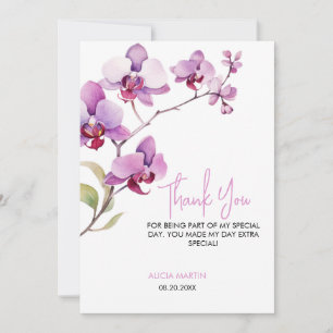 Lila Orchid Flower Blommar Birthday Tack Kort