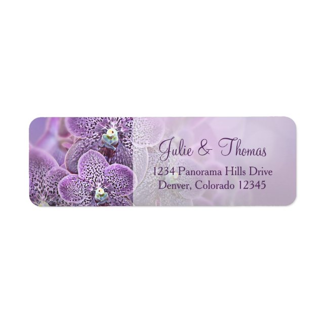 Lila Orchid Flower Bröllop Returadress Returadress Etikett (Framsidan)
