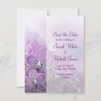 Lila Orchid Flower Bröllop spara datum Datumet