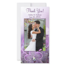 Lila Orchid Flower Bröllop Tack Photocard