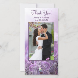 Lila Orchid Flower Bröllop Tack Photocard Kort
