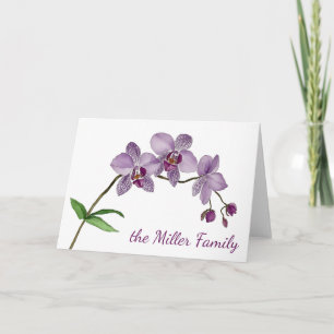Lila Orchid Flower Watercolor Kort