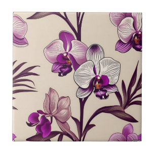 Lila Orchid Flowers Kakelplatta