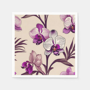 Lila Orchid Flowers Pappersservett