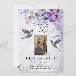 Lila Orchid Hummingbird Firande of Life Inbjudningar