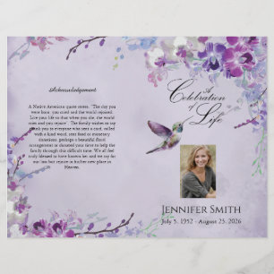 Lila Orchid Hummingbird Funeral Program