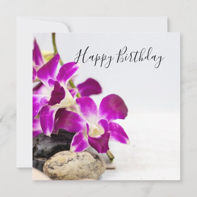 Lila orchid med stenfödelsebevis för svart hett (Framsida)