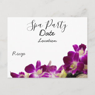 Lila orchid med svart hett, sten party vykort