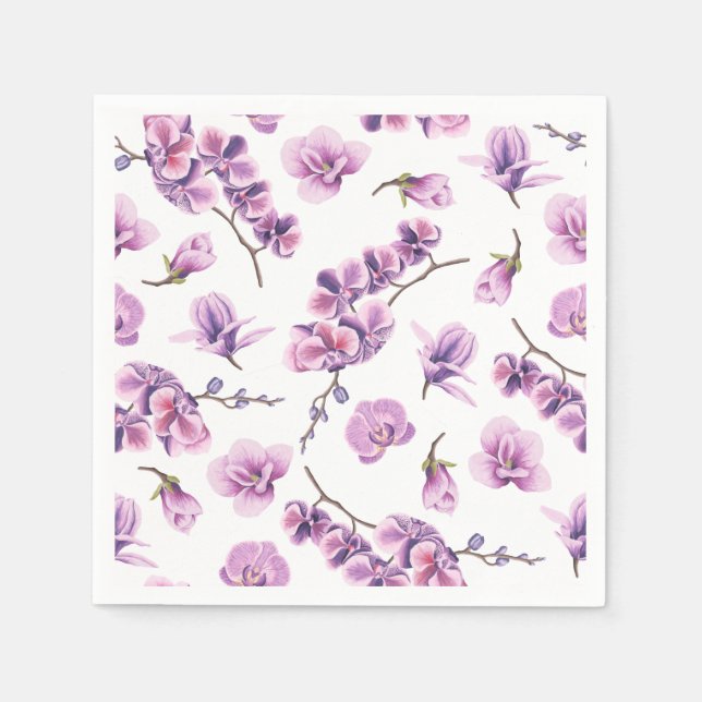 Lila Orchid Napkins Pappersservett (Framsidan)