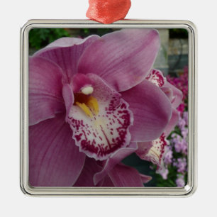 Lila Orchid och Garden Colorful Blommigt Julgransprydnad Metall
