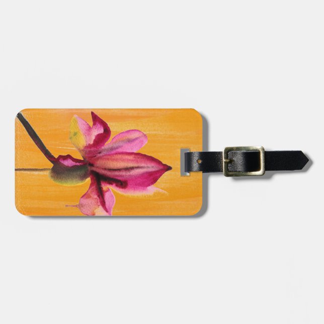 Lila Orchid-orange popkonblomma Bagagebricka (Horisontell Framsida)