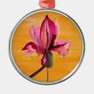 Lila Orchid-orange popkonblomma Julgransprydnad Metall