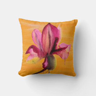 Lila Orchid-orange popkonblomma Kudde