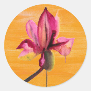 Lila Orchid-orange popkonblomma Runt Klistermärke