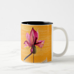 Lila Orchid-orange popkonblomma Två-Tonad Mugg