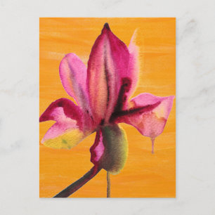Lila Orchid-orange popkonblomma Vykort
