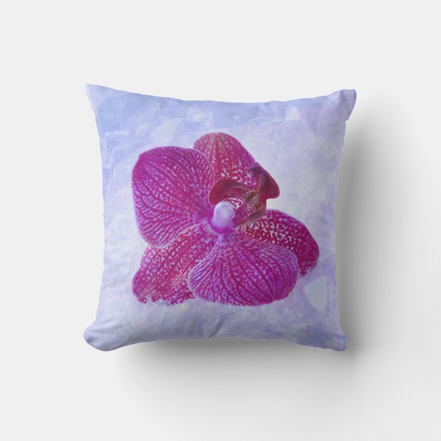 Lila Orchid på Vita Dimma Kudde (Framsida)