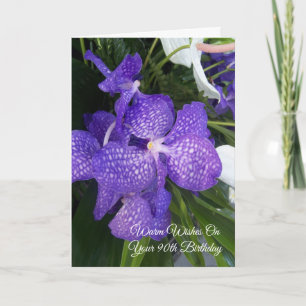 Lila Orchid Personlig 90:e födelsedag Kort
