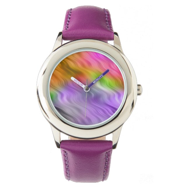 Lila Orchid Vågigt Struktur Armbandsur (Framsida)