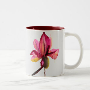 Lila Orchid vattenfärgspopkonsblomma Två-Tonad Mugg