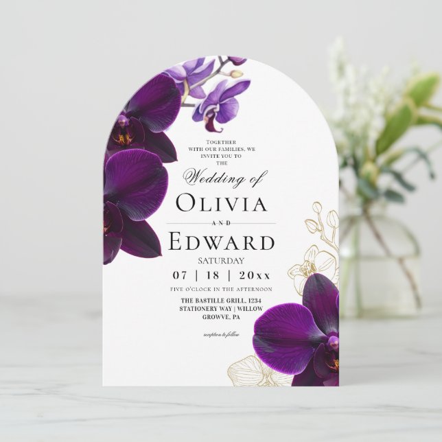 Lila OrchidéHochsanjakt  Inbjudningar (Stående Fram)