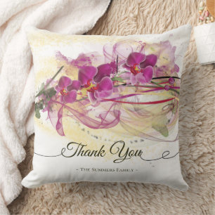Lila Orchids Abstrakt Art Calligrafi Kudde