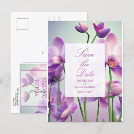 Lila Orchids Blommigt Bröllop Spara Postkort Meddelande Vykort