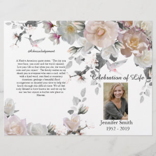 Lila Orchids Hummingbird Funeral Program Flyer