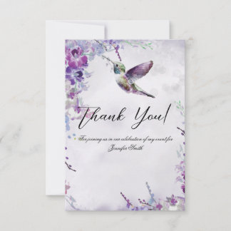 Lila Orchids Hummingbird - tack ditt kort