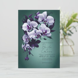Lila Orchids i Gröntens bakgrund. Inbjudningar