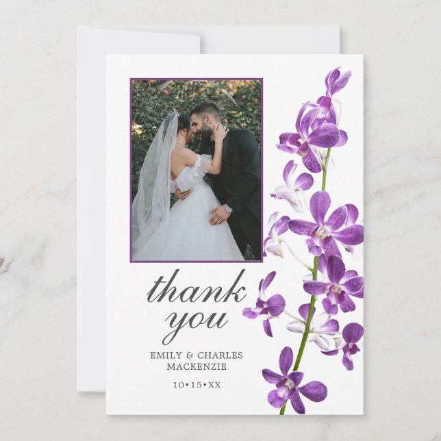 Lila Orchids, Modern Elegant bröllop Tack C (Framsida)