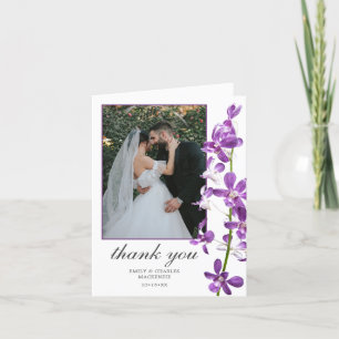 Lila Orchids, Modern Elegant bröllop Tack C Kort