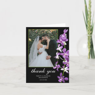 Lila Orchids, Modern Elegant bröllop Tack C Kort