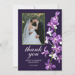 Lila Orchids, Modern Elegant bröllop Tack Kort