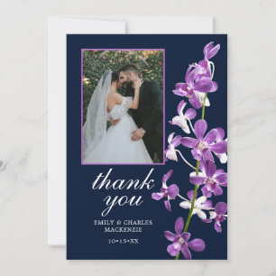 Lila Orchids, Modern Elegant bröllop Tack Kort