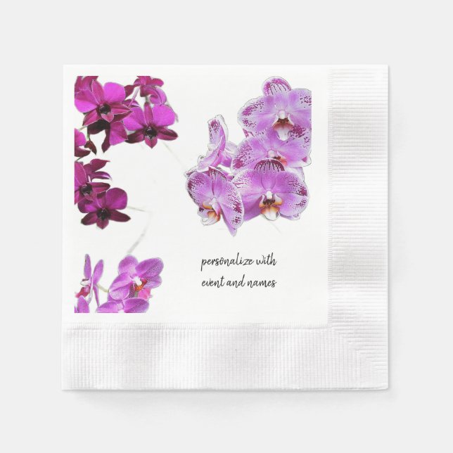 Lila Orchids Napkins Pappersservett (Framsidan)