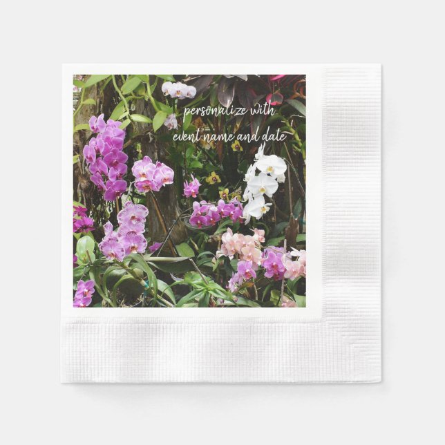 Lila Orchids Pappra Napkins Pappersservett (Framsidan)