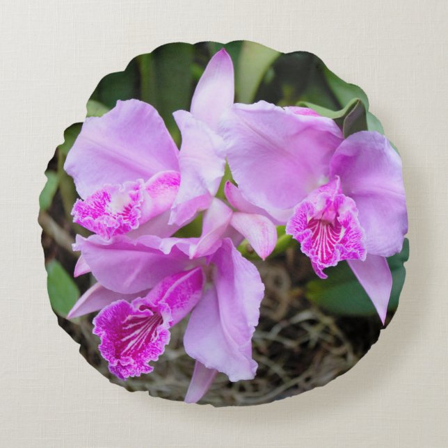 Lila Orchids Round Pillow Rund Kudde (Framsidan)