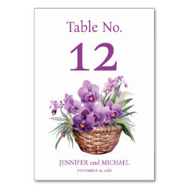 Lila Orchids Watercolor Bröllop Bordsnummer