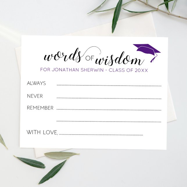 Lila Ord Wisdom Grad Cap Studenten Advice (Skapare uppladdad)