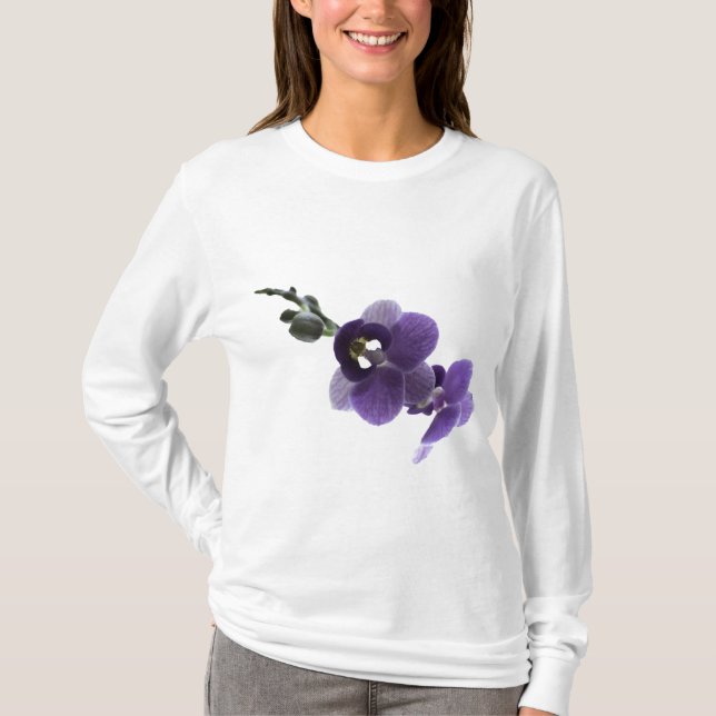 Lila orkidblomma. t shirt (Framsida)