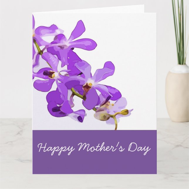Lila orkidblommor på Mors dag Kort (Framsida)