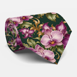 Lila orkidé artistiska blom- botaniska blommor slips