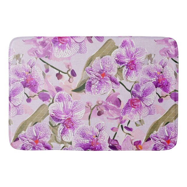lila orkidé blomster mönster badrumsmatta (Framsidan)